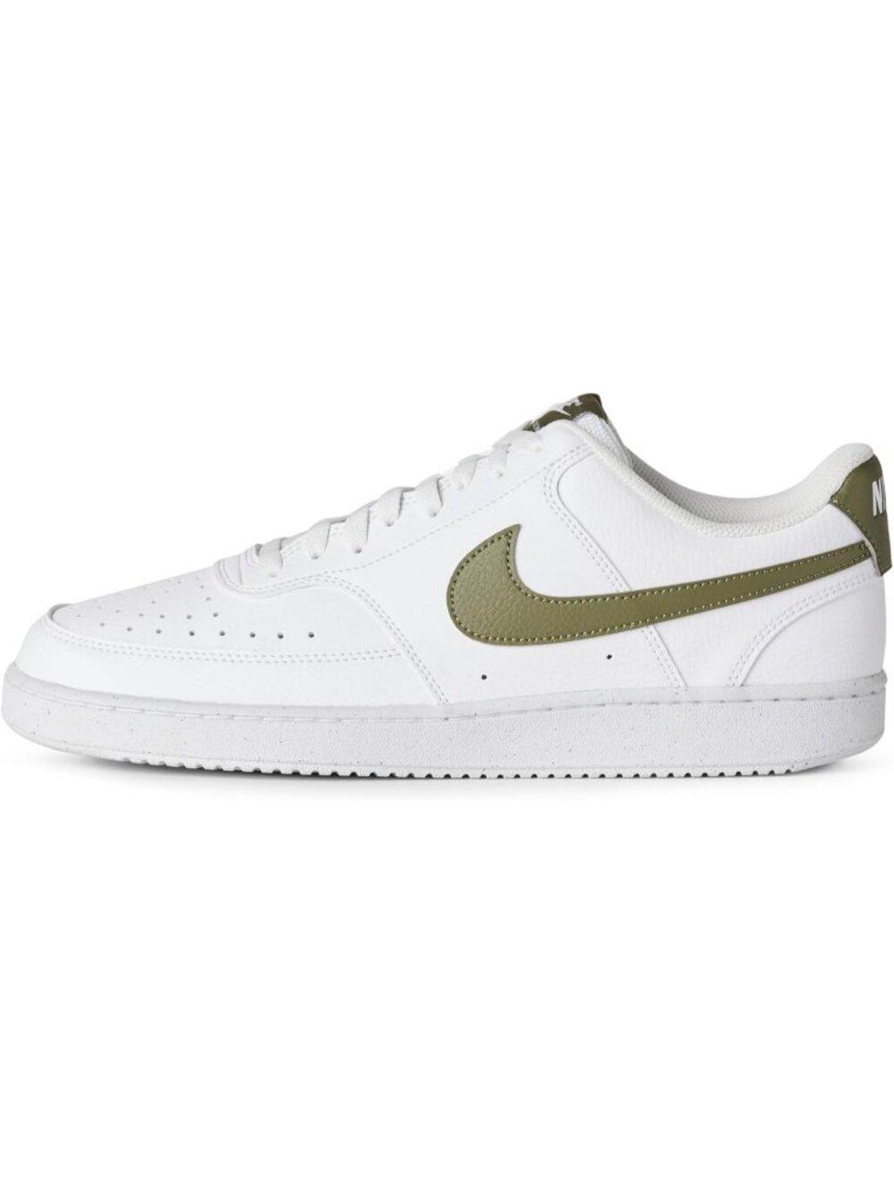 Men's White/Medium Olive Classic Court Vision Low Next Nature Fashion Sneakers